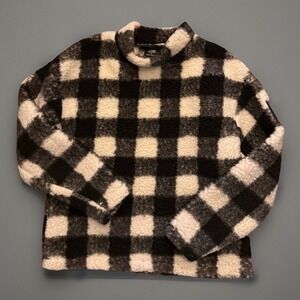 New Balance Cropped‎ Black & White Sherpa Pullover Womens Size S